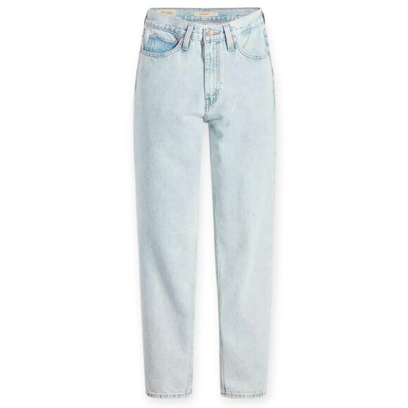 Levis Premium 80s Mom Jeans Light Wash High Rise Tapered Raw Hem Size 26 - Picture 13 of 16